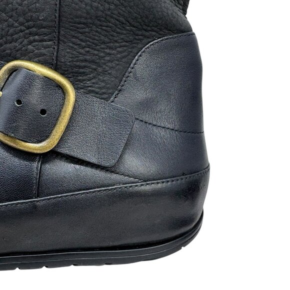 Fitflop Dueboot Black Pebbled Nubuck Leather Mid Calf Moto Boot - Picture 8 of 13